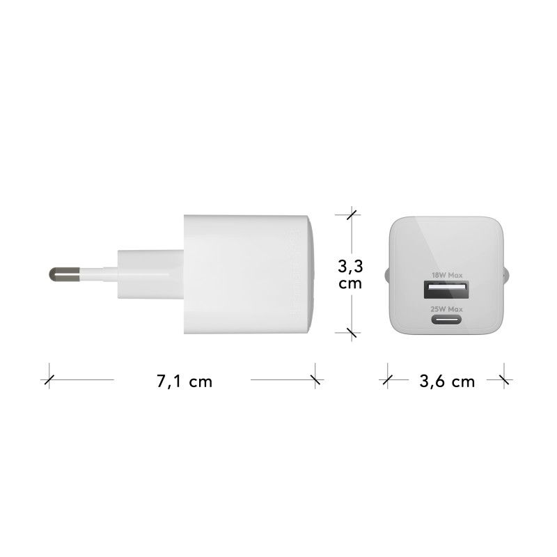 dbramante1928 re-charge Pro - EU Wall Charger USBC25W+USBA18W-W