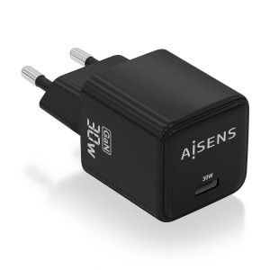 AISENS Gan 30W Charger, 1xUSB-C PD3.0 QD4.0, Black