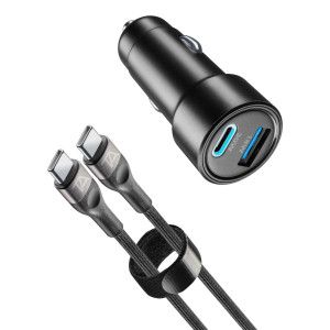 Tech Away CAR CHARGER KIT 12V/24V PD 30W DUAL USB-A AND USB-C PORT WITH USB-C TO USB-C CABLE