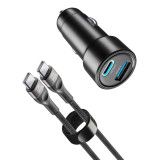 Tech Away CAR CHARGER KIT 12V/24V PD 30W DUAL USB-A AND USB-C PORT WITH USB-C TO USB-C CABLE