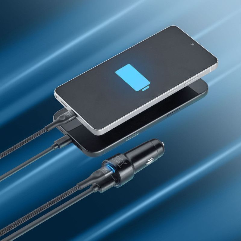 Tech Away CAR CHARGER KIT 12V/24V PD 30W DUAL USB-A AND USB-C PORT WITH USB-C TO USB-C CABLE