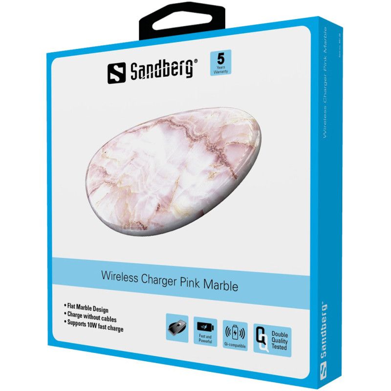 Sandberg Wireless Charger Pink Marble
