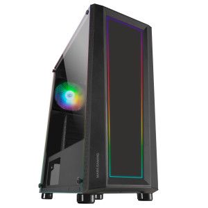 Mars Gaming MC-ART Black ATX Gaming PC Case Double Drawable Tempered Glass ARGB 12 Modes 12cm Fan