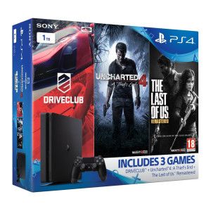 Sony Interactive Entertainment PlayStation 4 Slim 1TB + DriveClub, Uncharted 4: A Thief’s End, The Last of Us Remastered