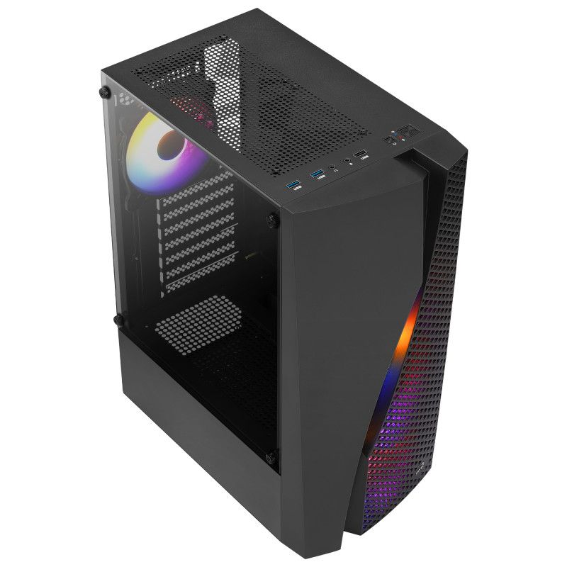 Aerocool WAVEBKV2 ATX PC Case Tempered Glass 4xFRGB Fans Black