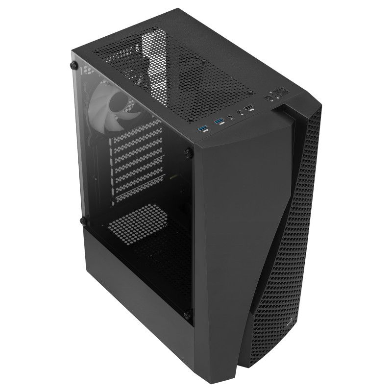 Aerocool WAVEBKV2 ATX PC Case Tempered Glass 4xFRGB Fans Black