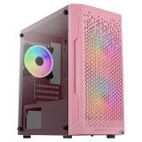 Aerocool TRINITYMINIPKV3 Gaming Micro ATX Tempered Glass Case 3xFans RGB Pink