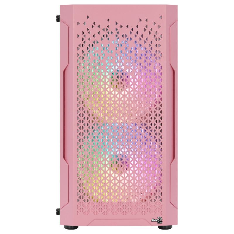 Aerocool TRINITYMINIPKV3 Gaming Micro ATX Tempered Glass Case 3xFans RGB Pink