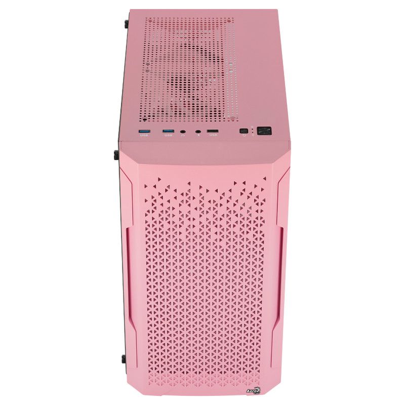 Aerocool TRINITYMINIPKV3 Gaming Micro ATX Tempered Glass Case 3xFans RGB Pink
