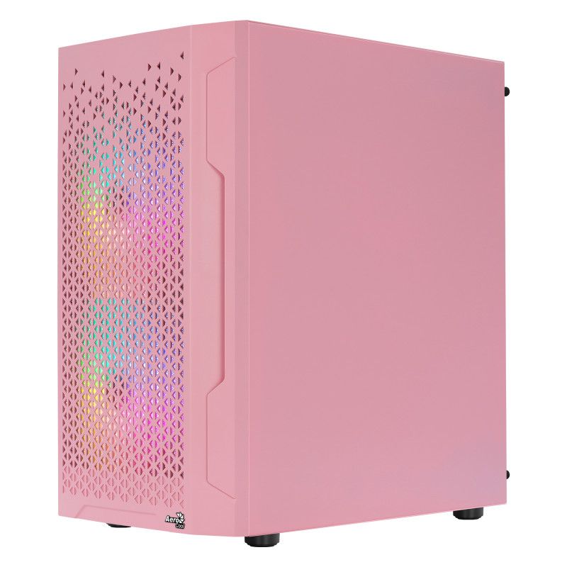 Aerocool TRINITYMINIPKV3 Gaming Micro ATX Tempered Glass Case 3xFans RGB Pink