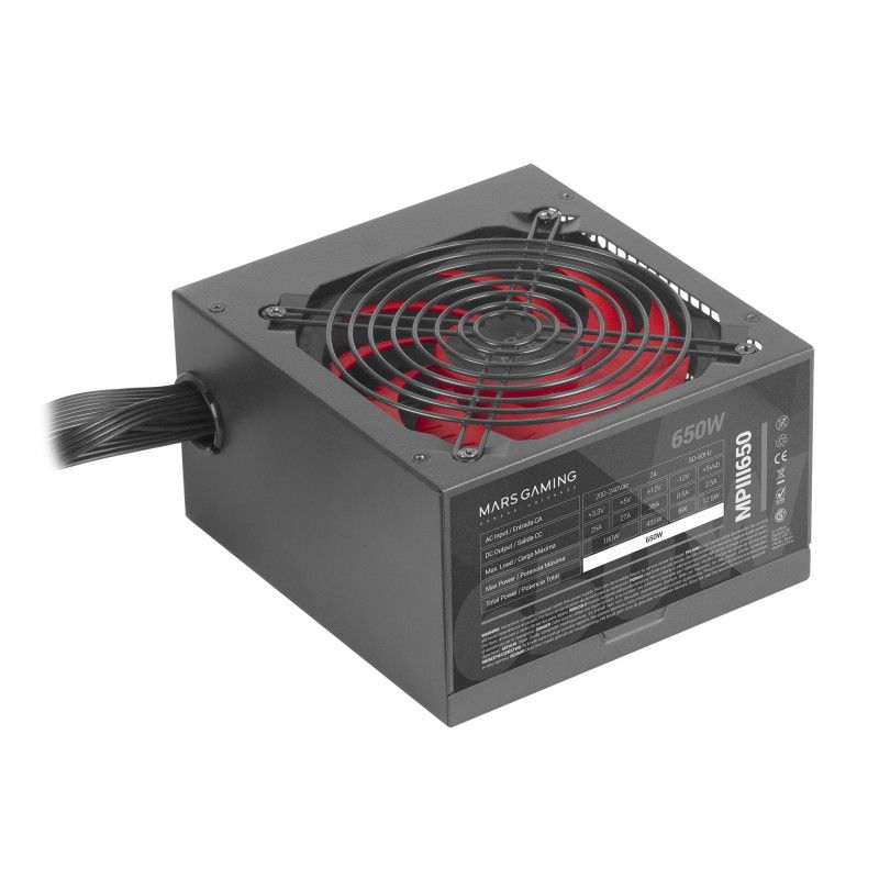 Mars Gaming MPIII650 PC ATX 650W Power Supply 5 Years Warranty Silent AI-RPM Technology 85% Efficiency Black