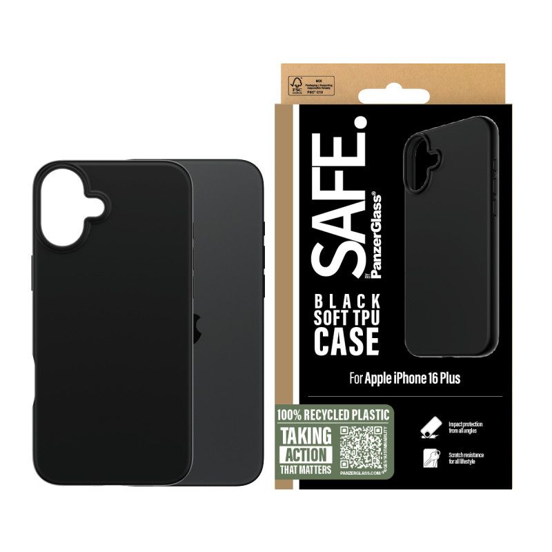PanzerGlass SAFE. by PanzerGlass® TPU Case Black iPhone 16 Plus