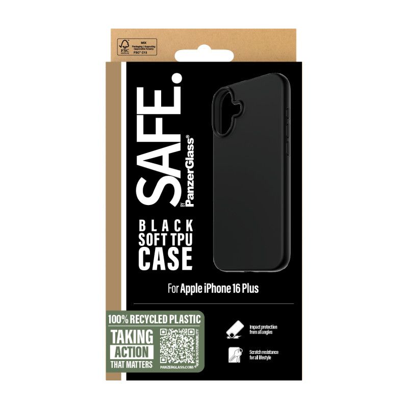 PanzerGlass SAFE. by PanzerGlass® TPU Case Black iPhone 16 Plus