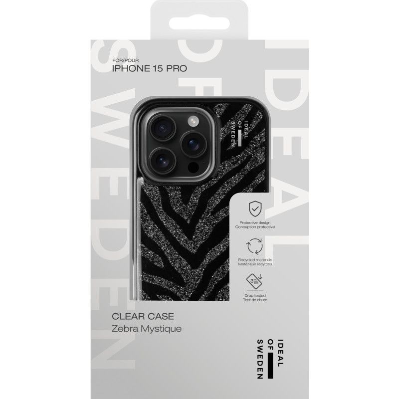 iDeal of Sweden Clear Case iPhone 15 Pro Zebra Mystique