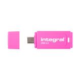 Integral 256GB USB-C 3.2 GEN1 DRIVE (USB3.1 USB3.0) NEON-C PINK UP TO R-150 W-30 MBS