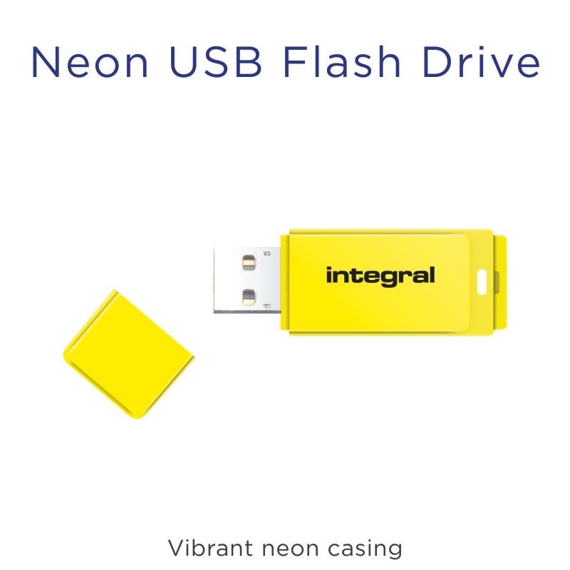 Integral 64GB USB2.0 DRIVE NEON YELLOW